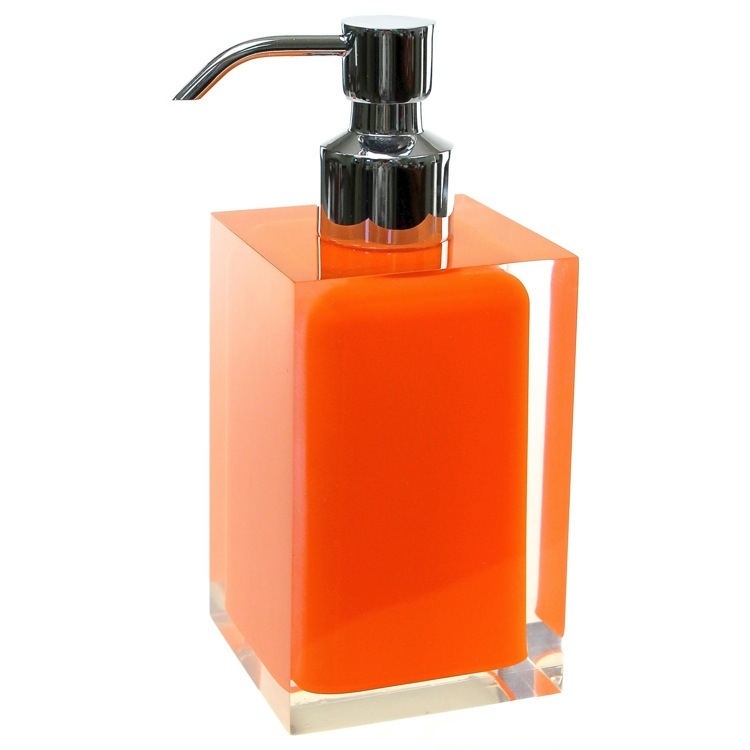 Soap Dispenser, Gedy RA81-67, Square Orange Countertop Soap Dispenser